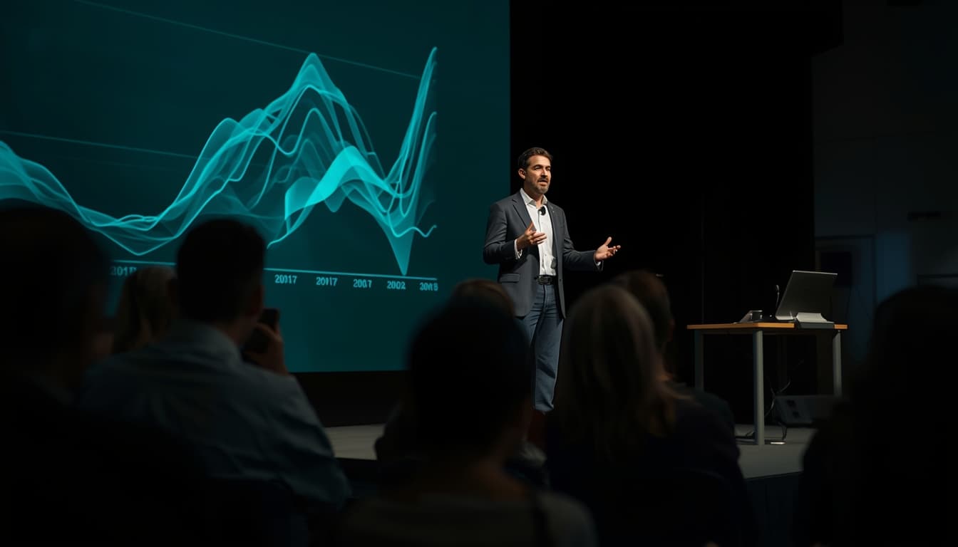 Gary Cheers speaking on AI at a business event in North Wales